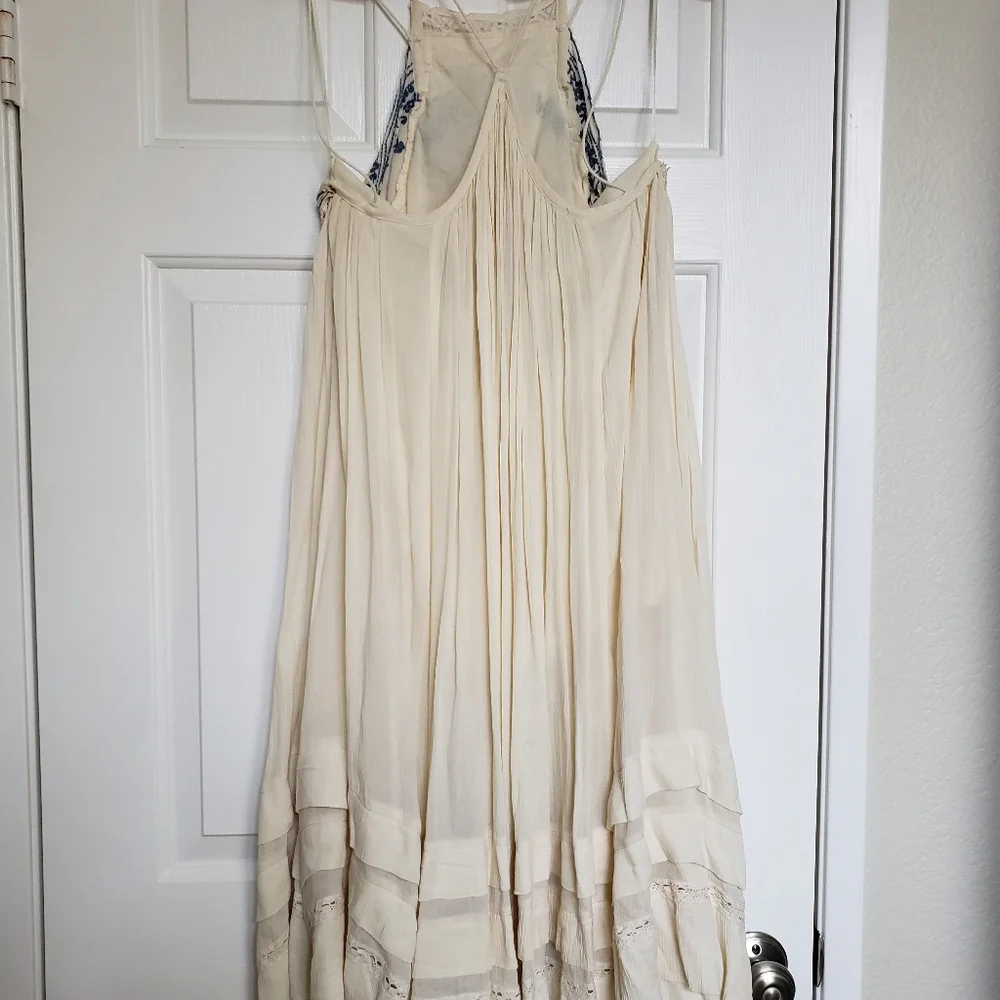 Free People White Boho Cottagecore Summer Lace Cotton Midi Dress - Picture 4 of 7